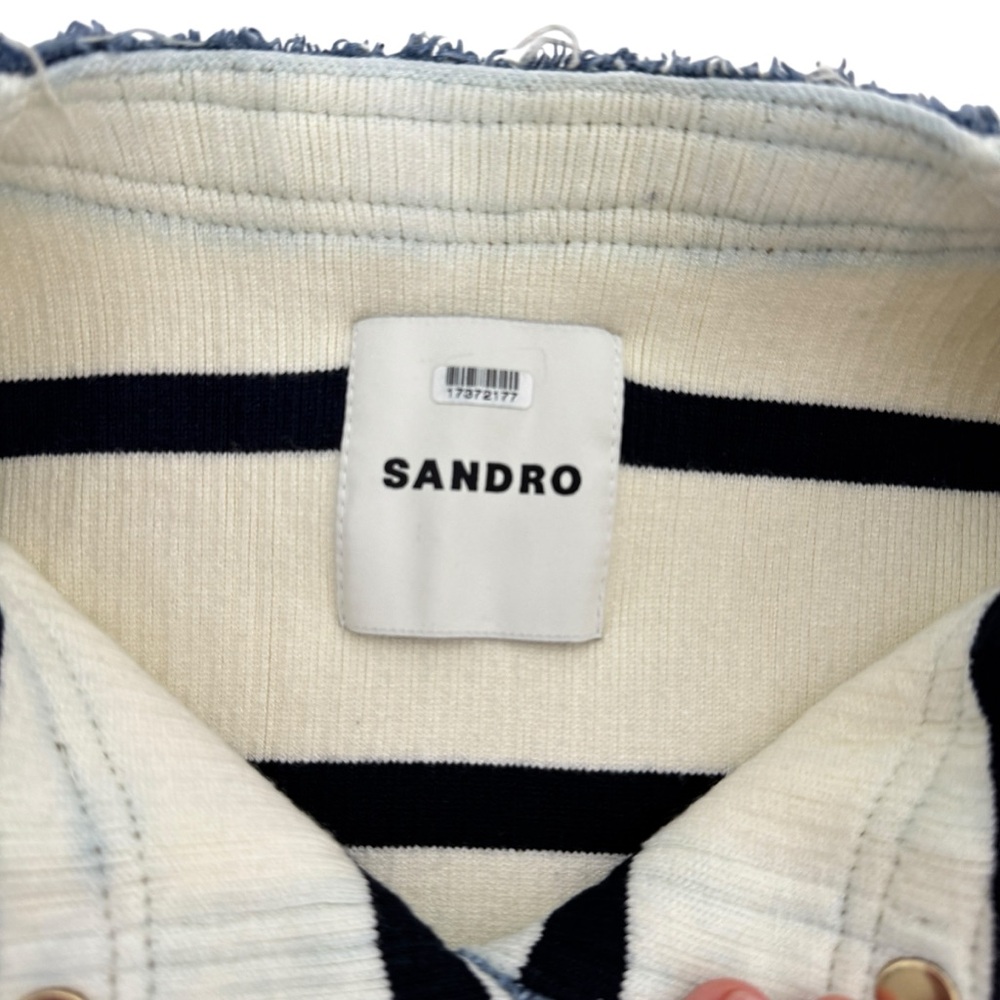 Sandro Stripey Cardigan With Denim Details - Picture 8 of 12
